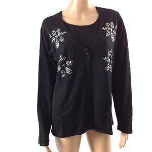 Bedford Fair Women's Cardigan Sweater 2 Piece L